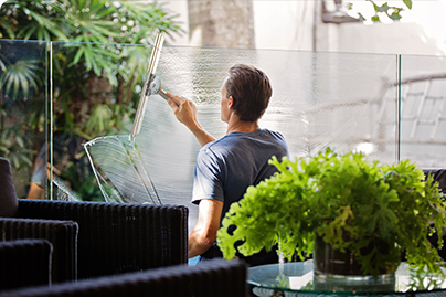 Guy watering plants